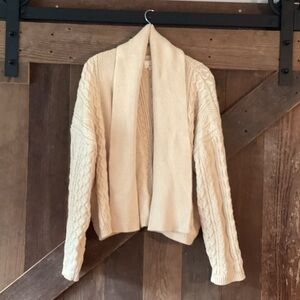 Anthropologie Cream Cable Knit Open Cardigan